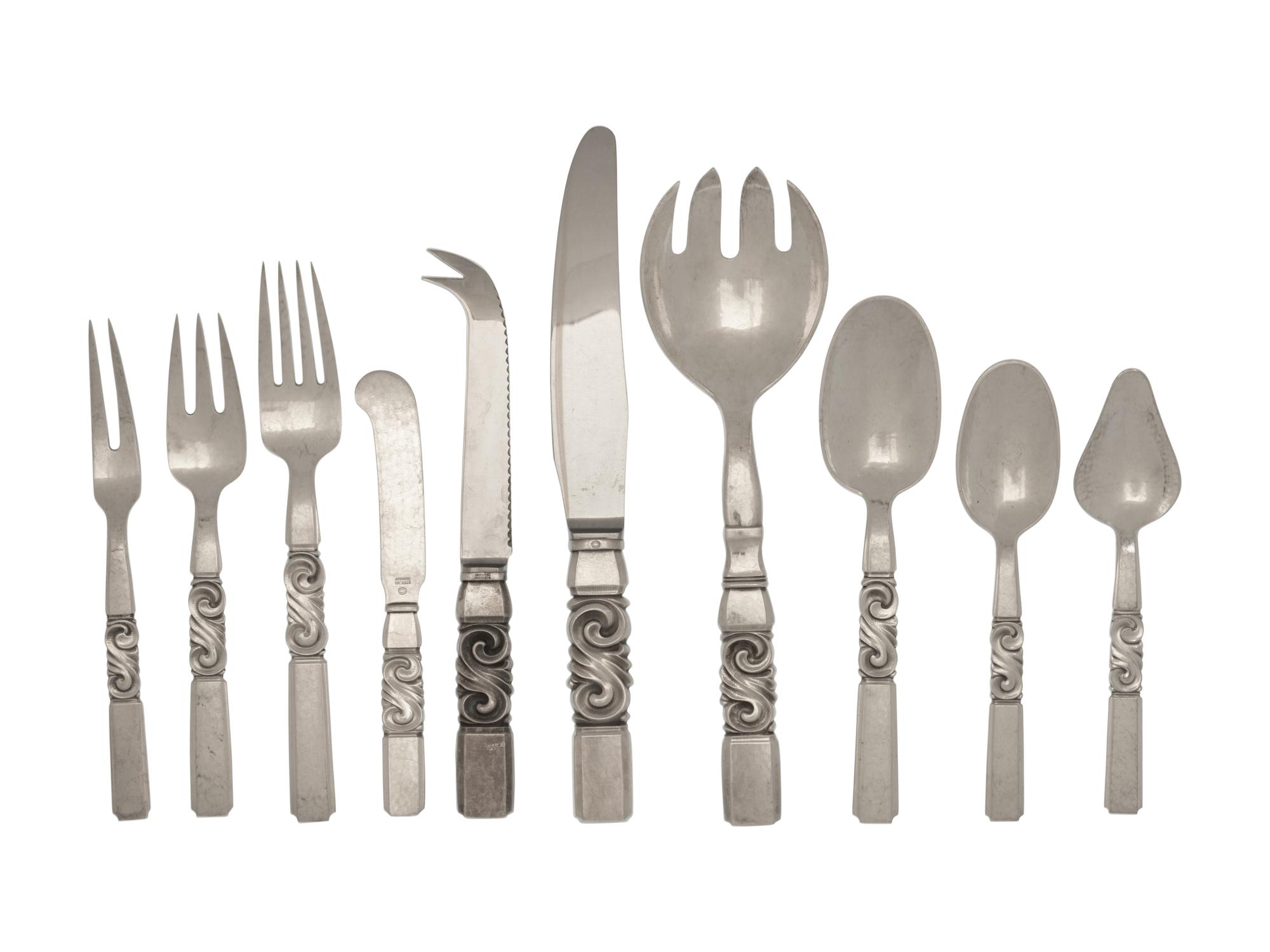 A Georg Jensen Silver Scroll Flatware Service