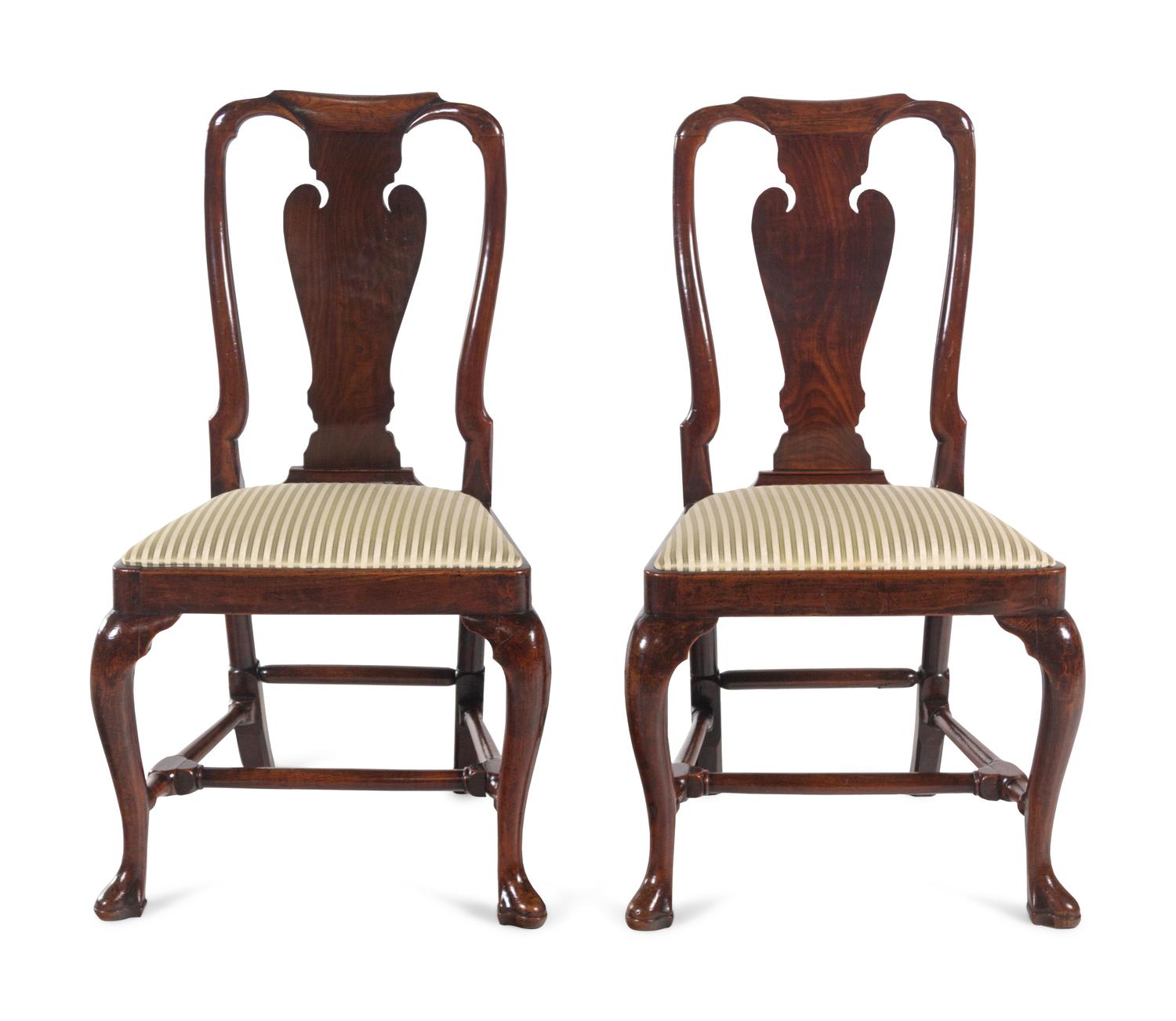 A Pair of George II Style Walnut Side Chairs