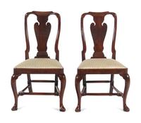 A Pair of George II Style Walnut Side Chairs