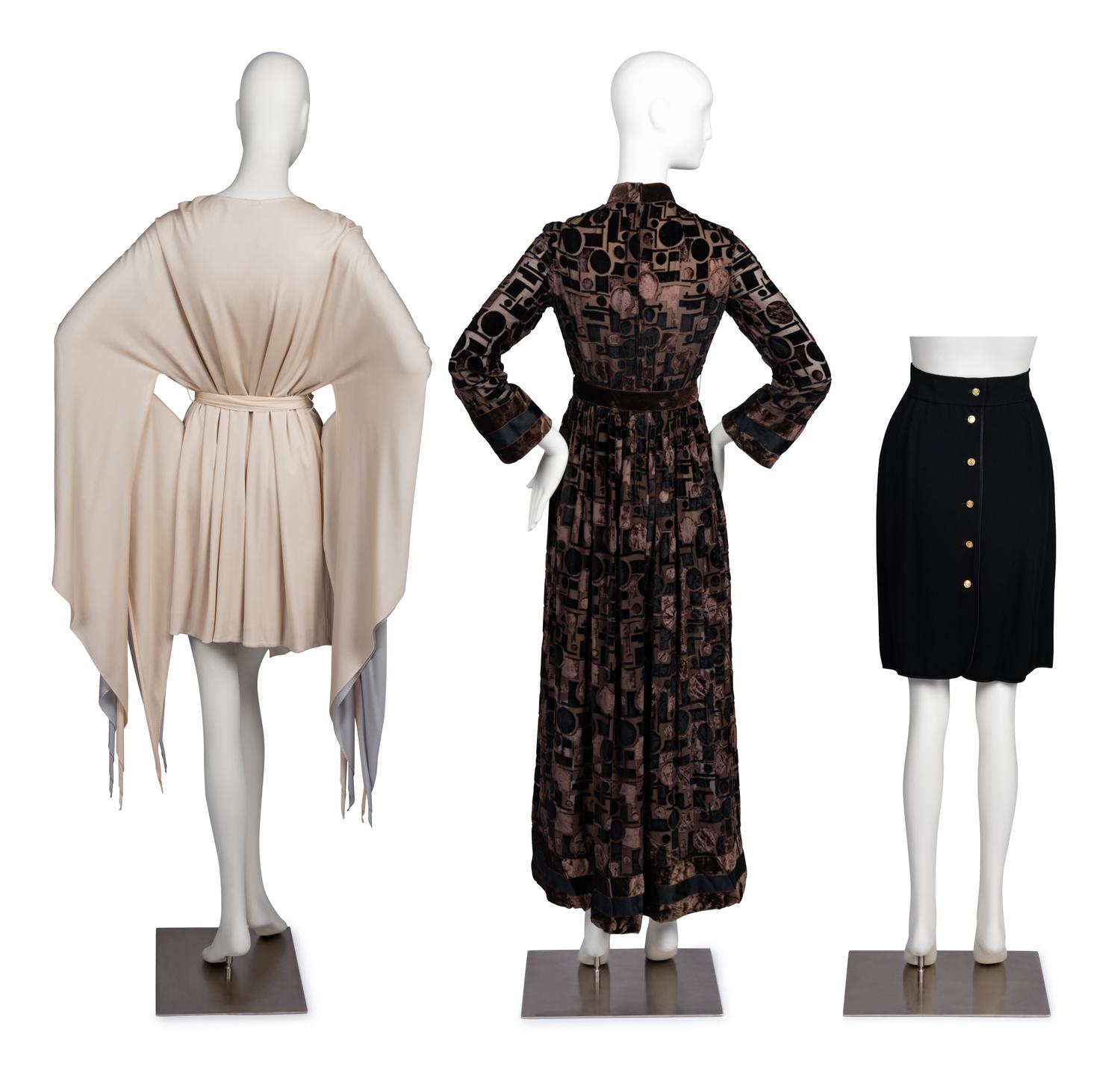 Two Dresses and One Skirt: One Geoffrey Beene, One Giorgio Sant'Angelo, One Chanel Skirt, 1960-80s