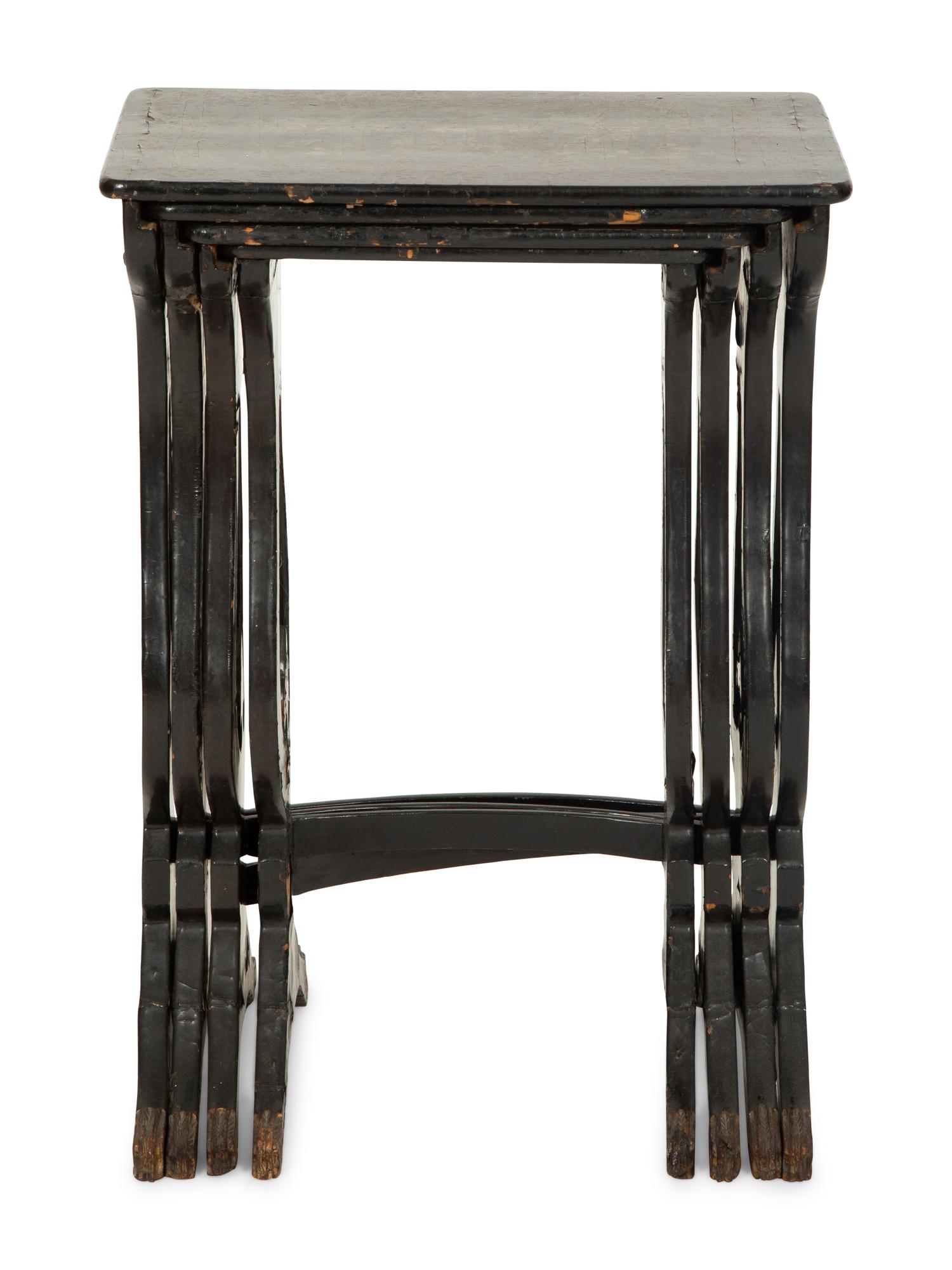 A Set of Four Victorian Chinoiserie Lacquered Nesting Tables