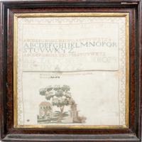 A Victorian Needlework Sampler Height 19 1/2 x width 19 1/2 inches. — 1834