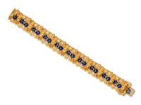 YELLOW GOLD, RUBY AND ENAMEL BRACELET