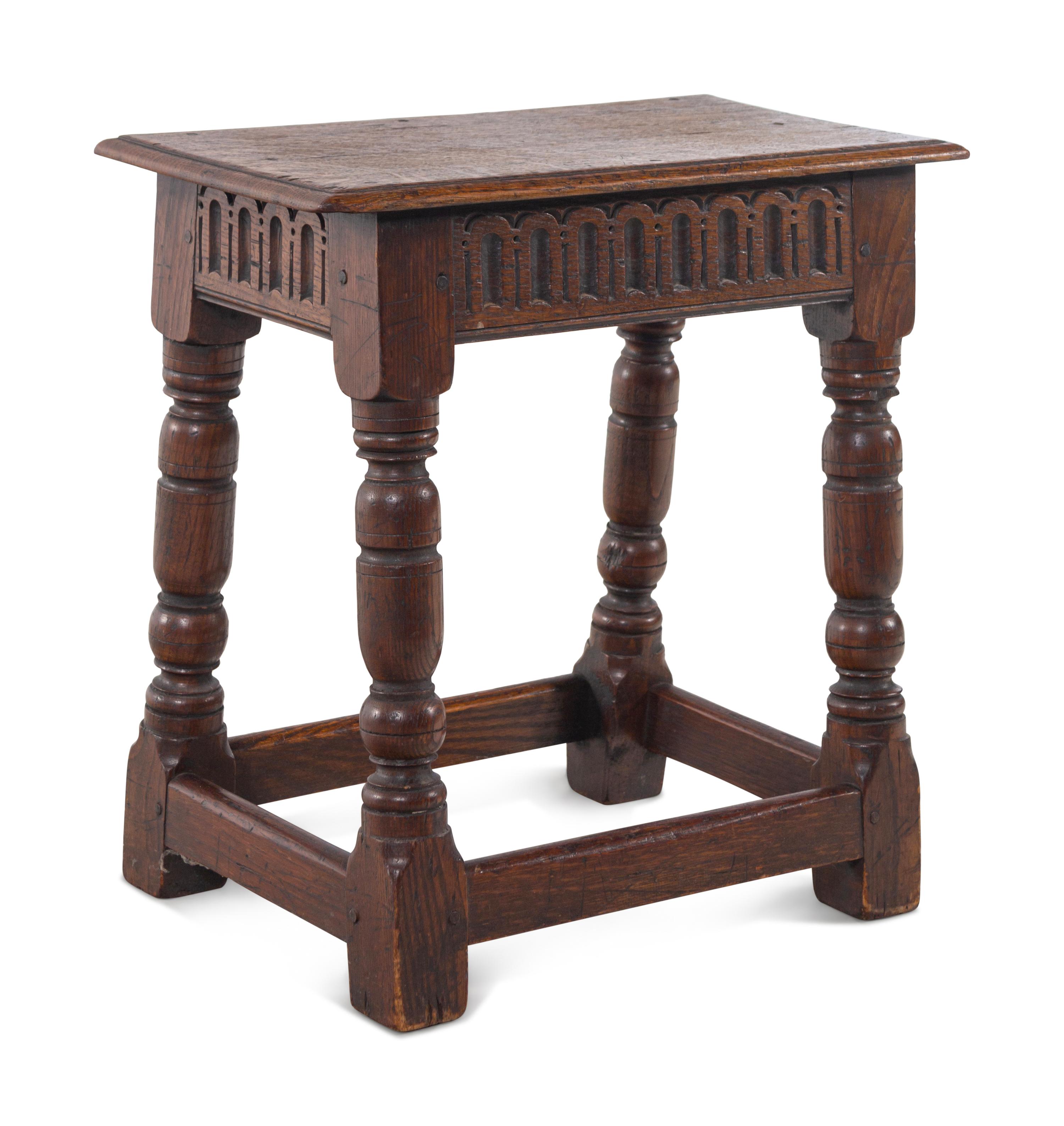 A William and Mary Carved Oak Joint Stool