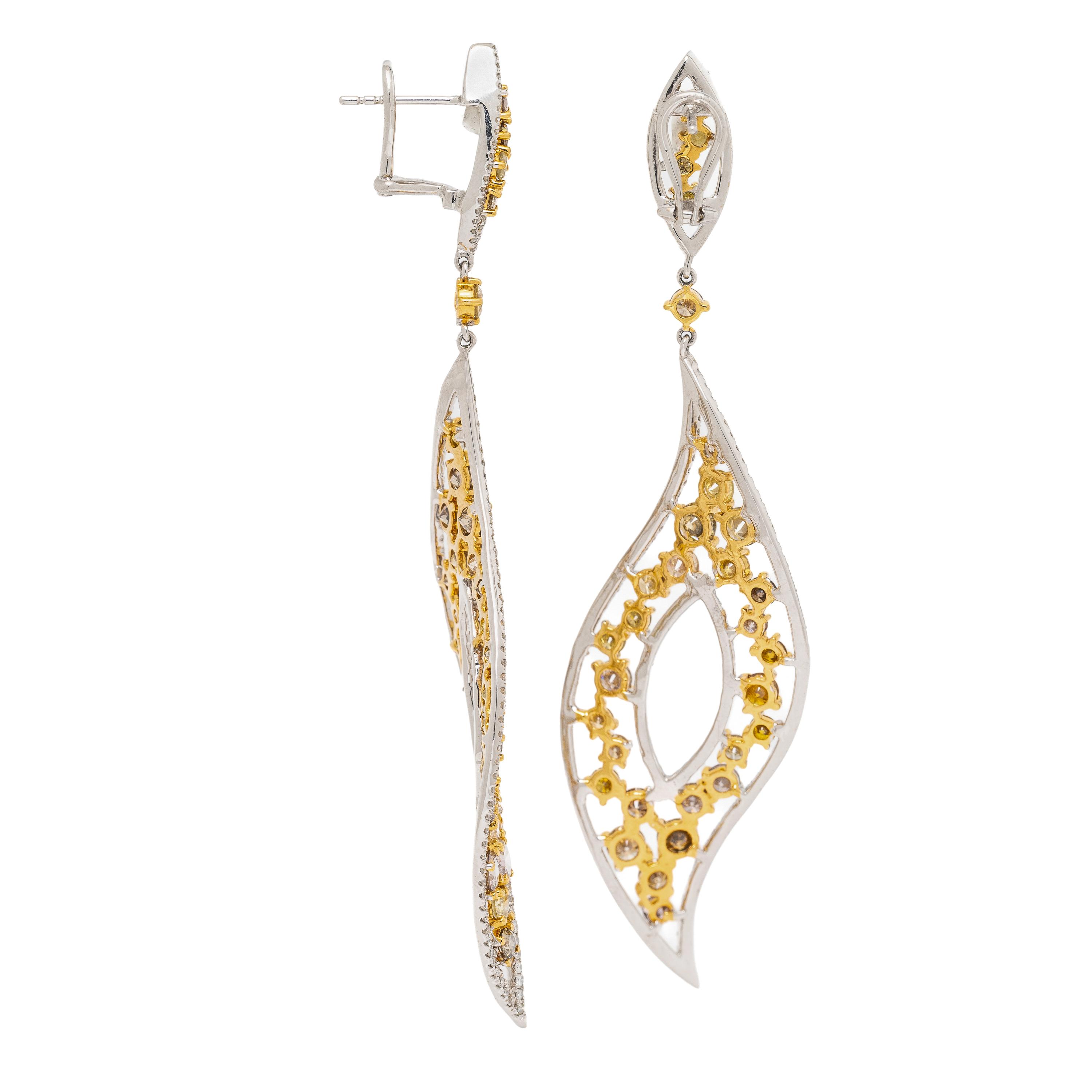 Diamond and Colored Diamond Pendant Earrings