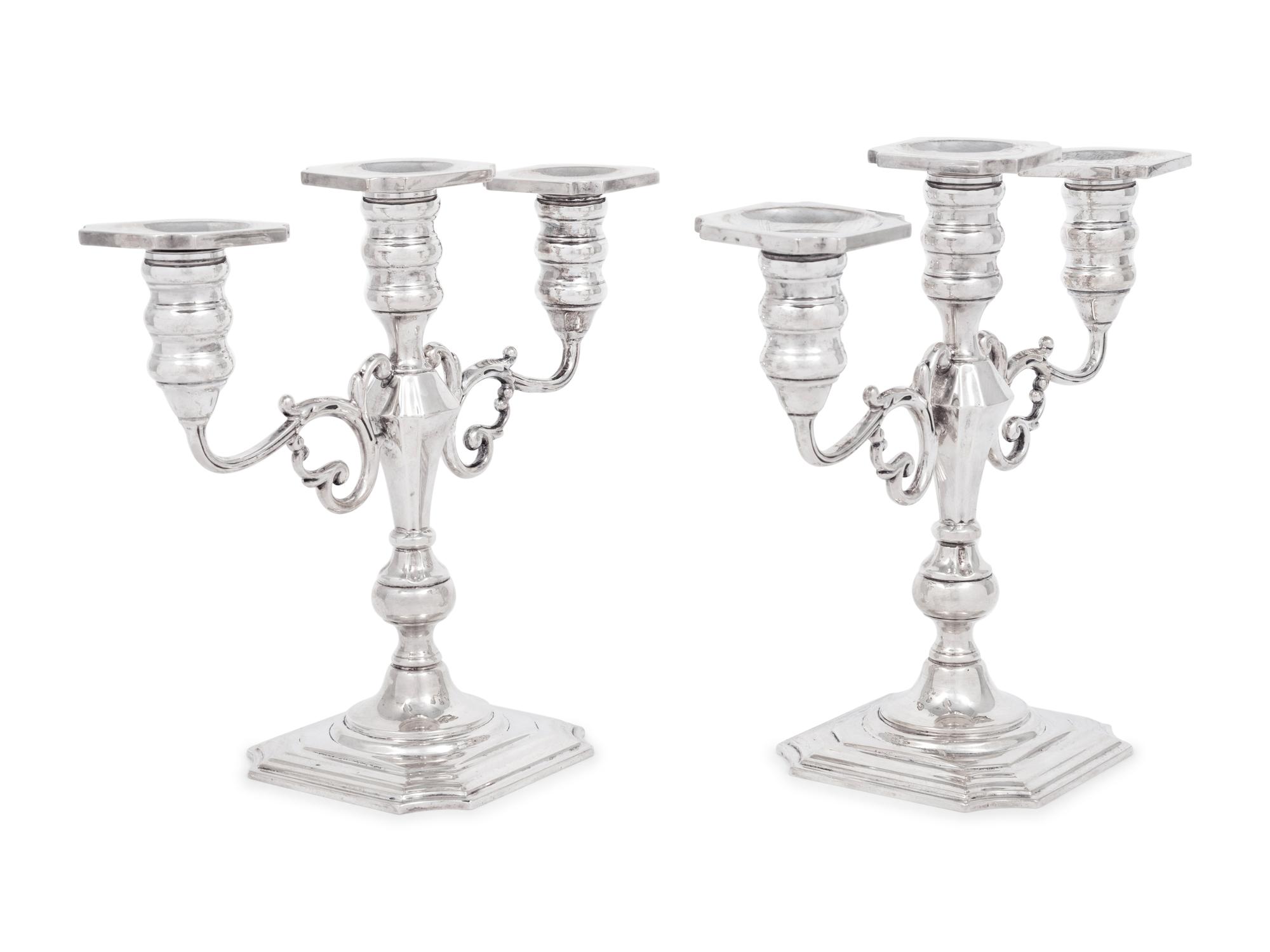 A Pair of American Silver Candelabra