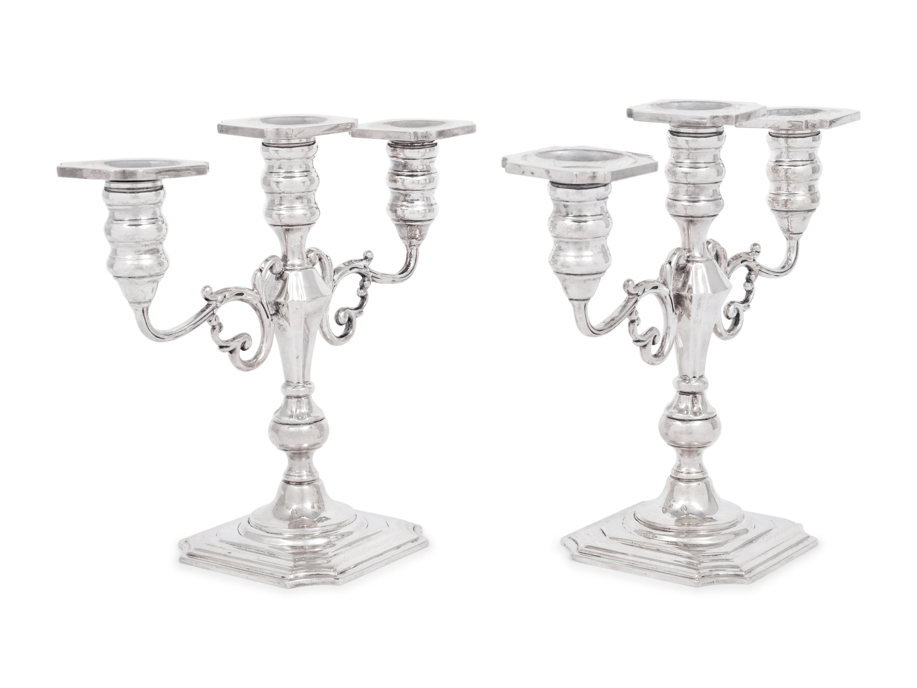 A Pair of American Silver Candelabra