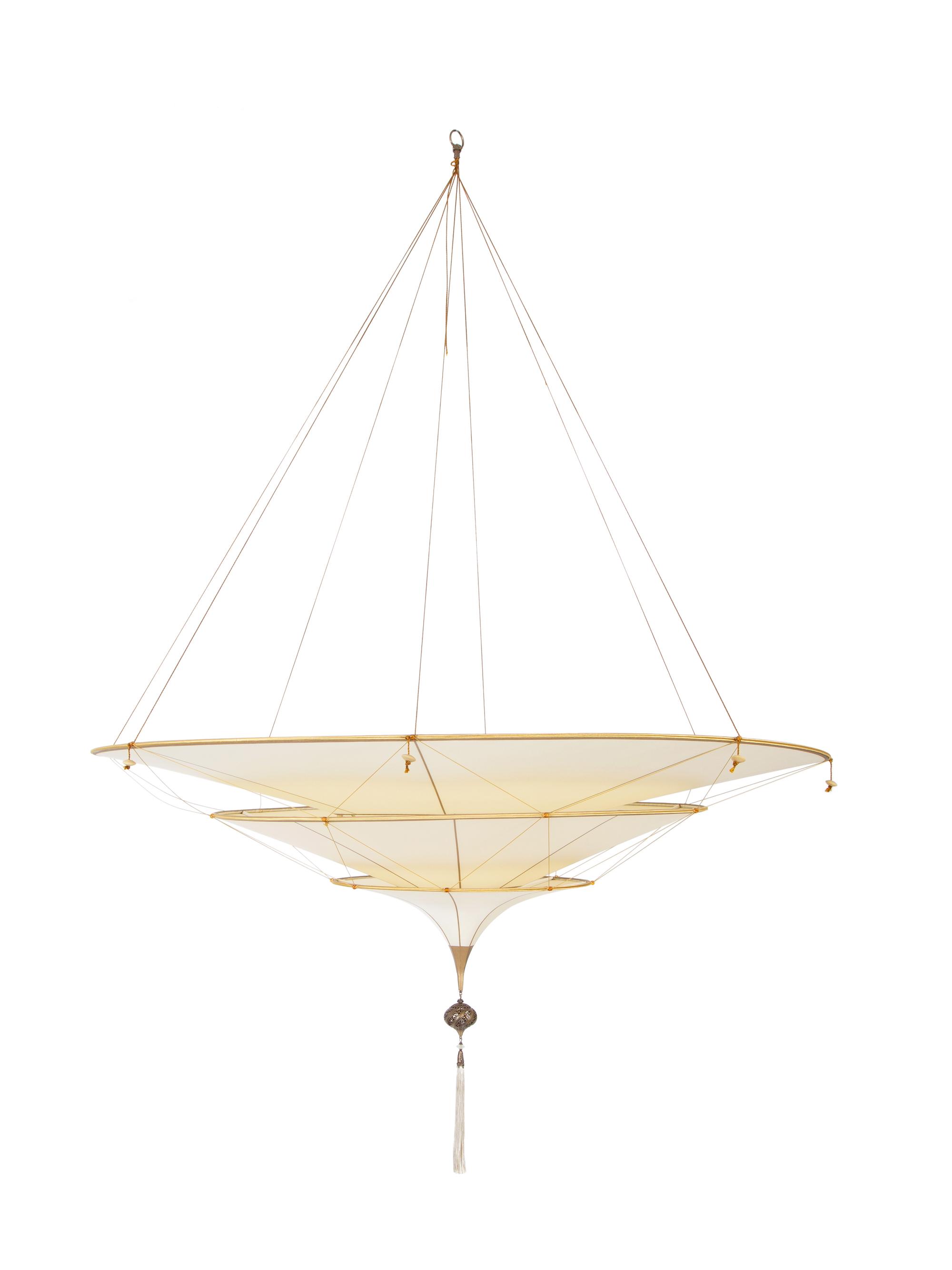 A Fortuny Silk Scheherazade Three-Tier Chandelier Shade — 20TH CENTURY