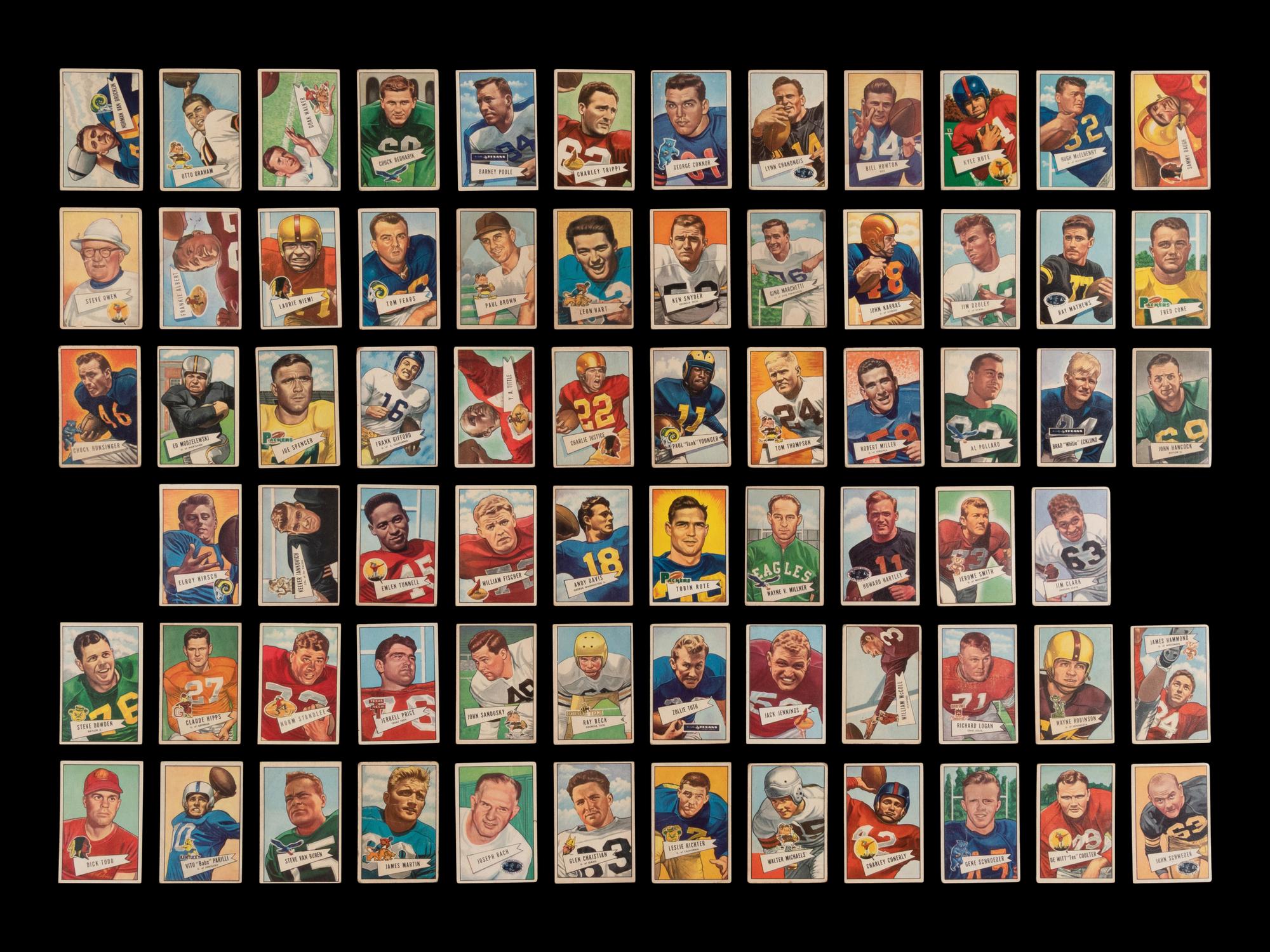 A Near Set of 1952 Bowman Small Football Cards (142/144)