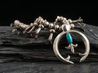 Navajo Silver and Turquoise Squash Blossom Necklace