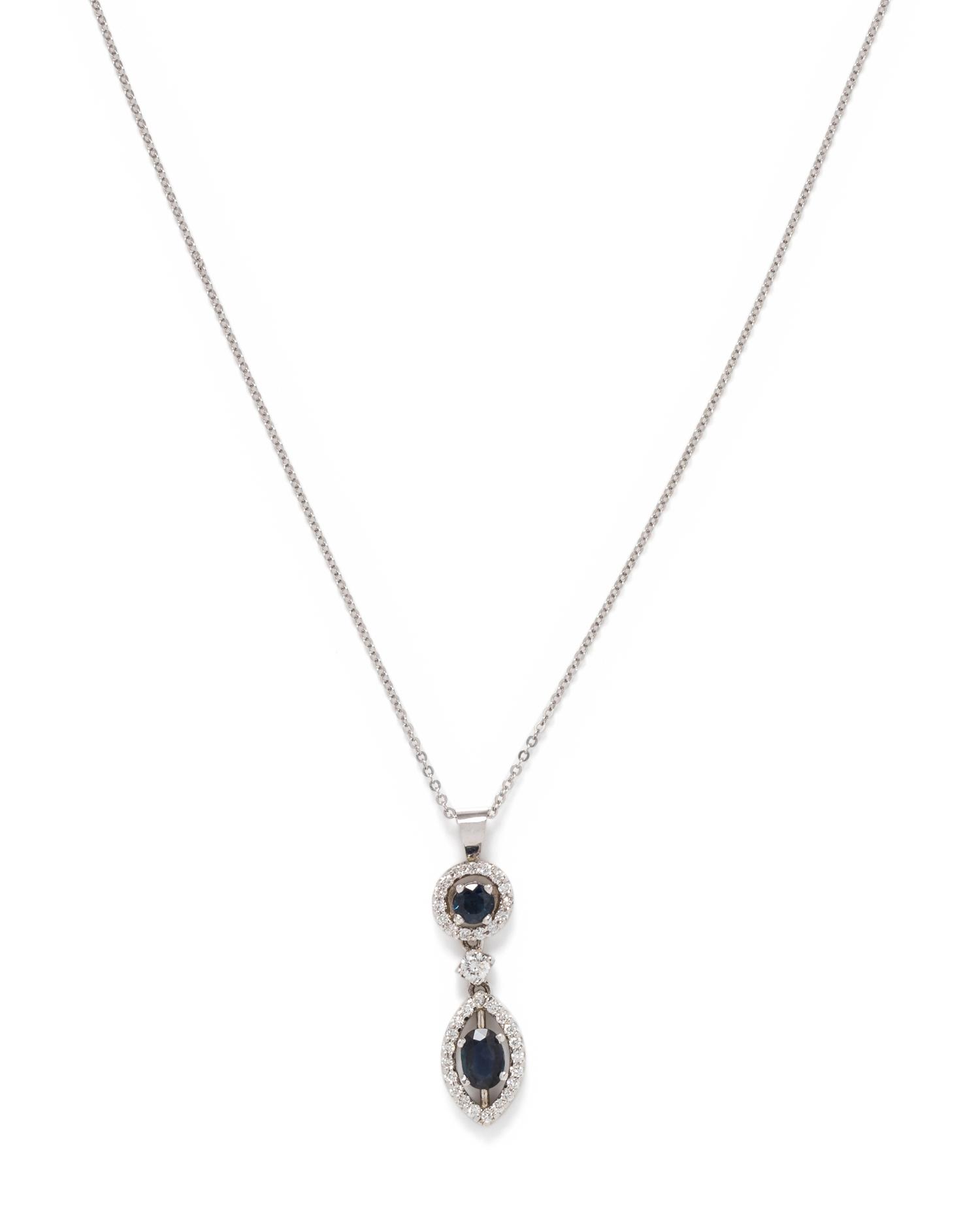 SAPPHIRE AND DIAMOND PENDANT/NECKLACE