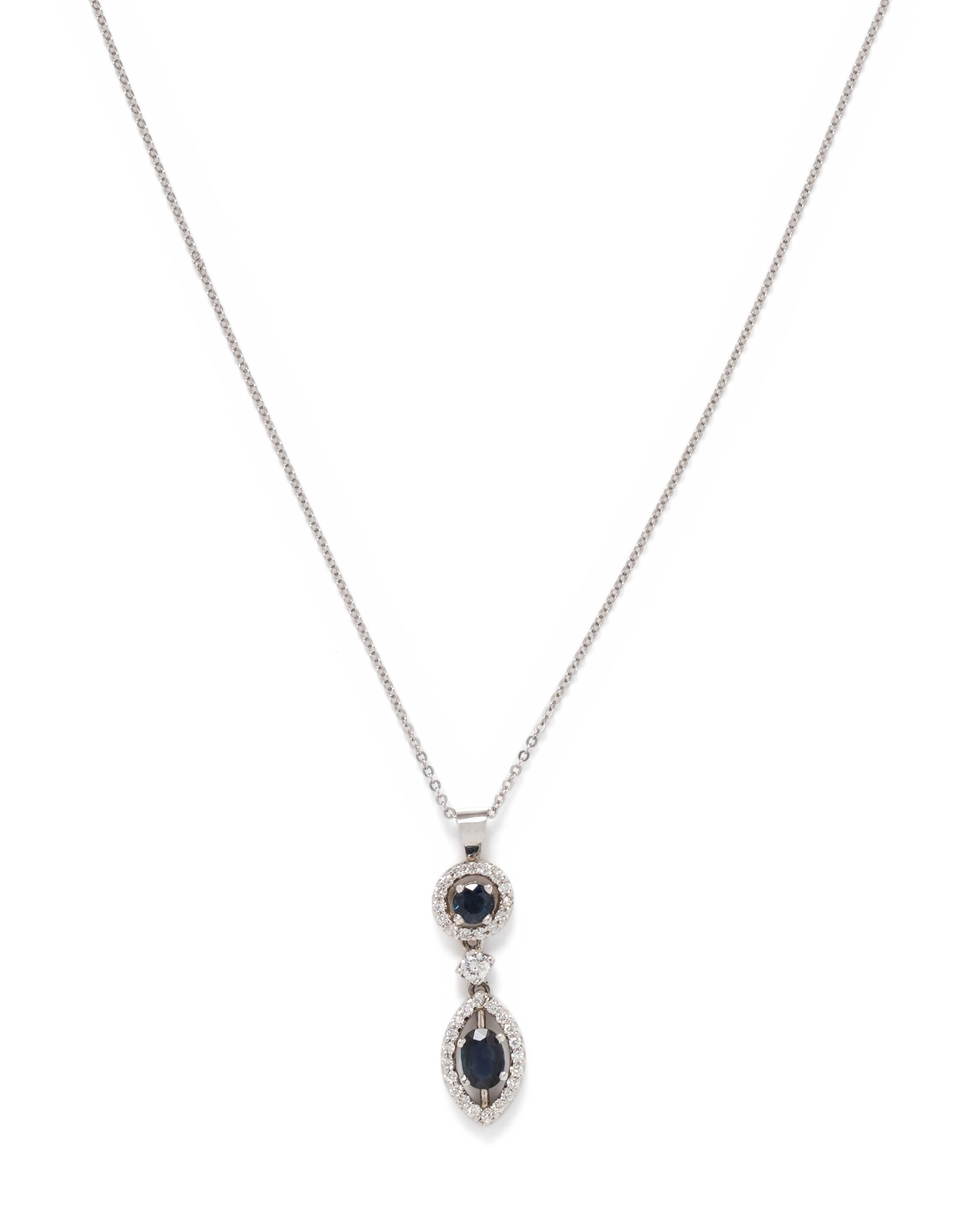 SAPPHIRE AND DIAMOND PENDANT/NECKLACE