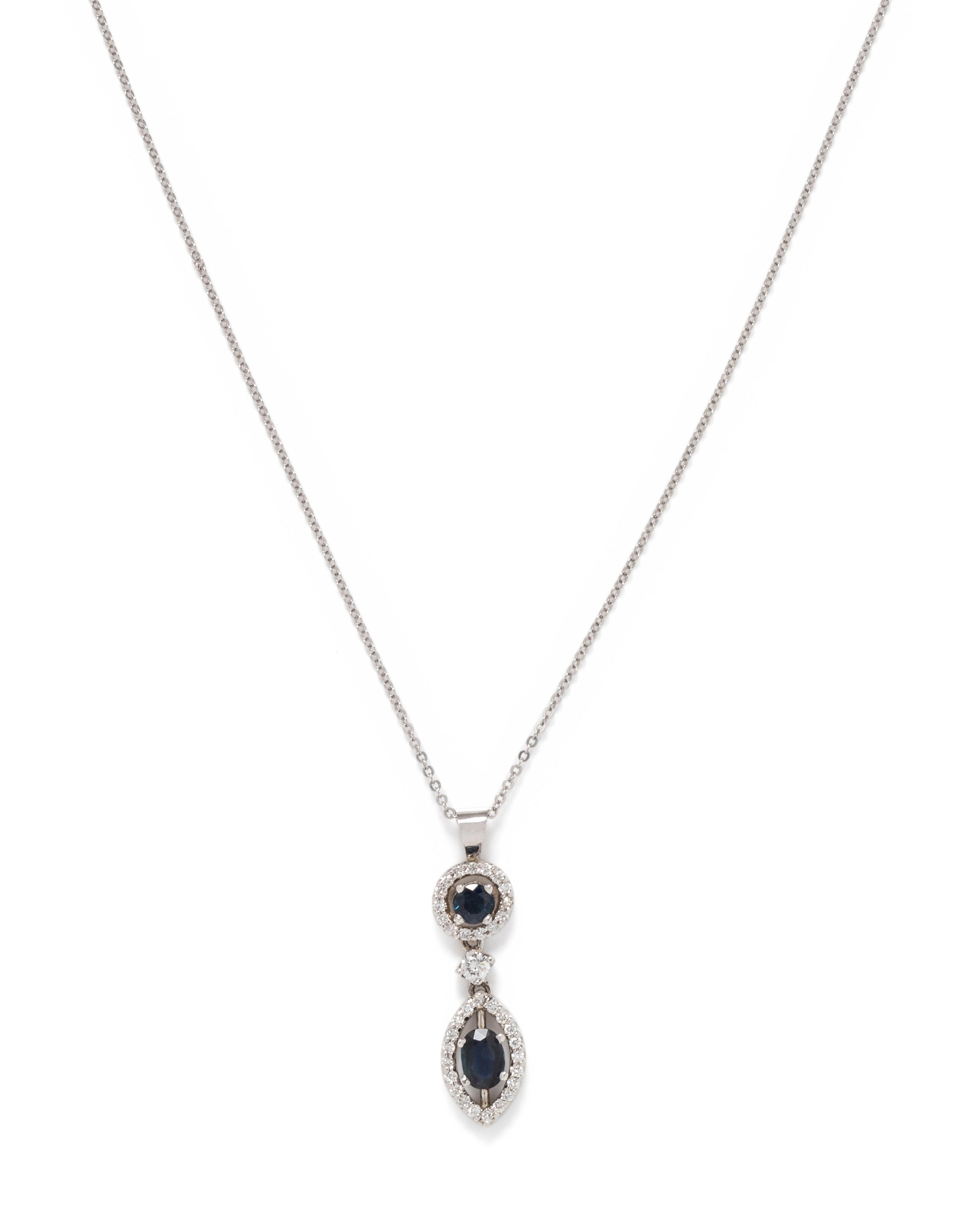 SAPPHIRE AND DIAMOND PENDANT/NECKLACE