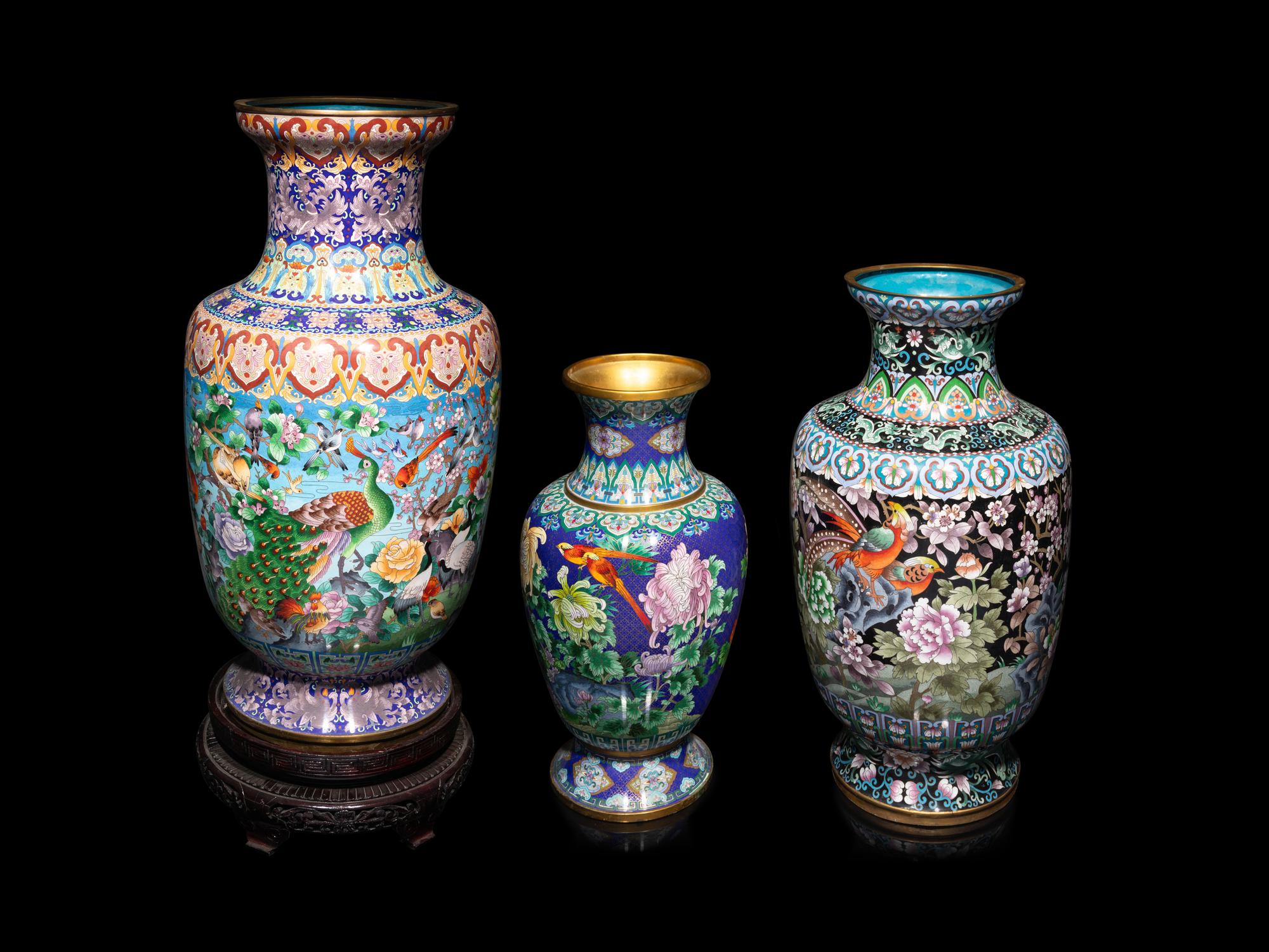 Three Large Chinese Cloisonné Baluster Vases