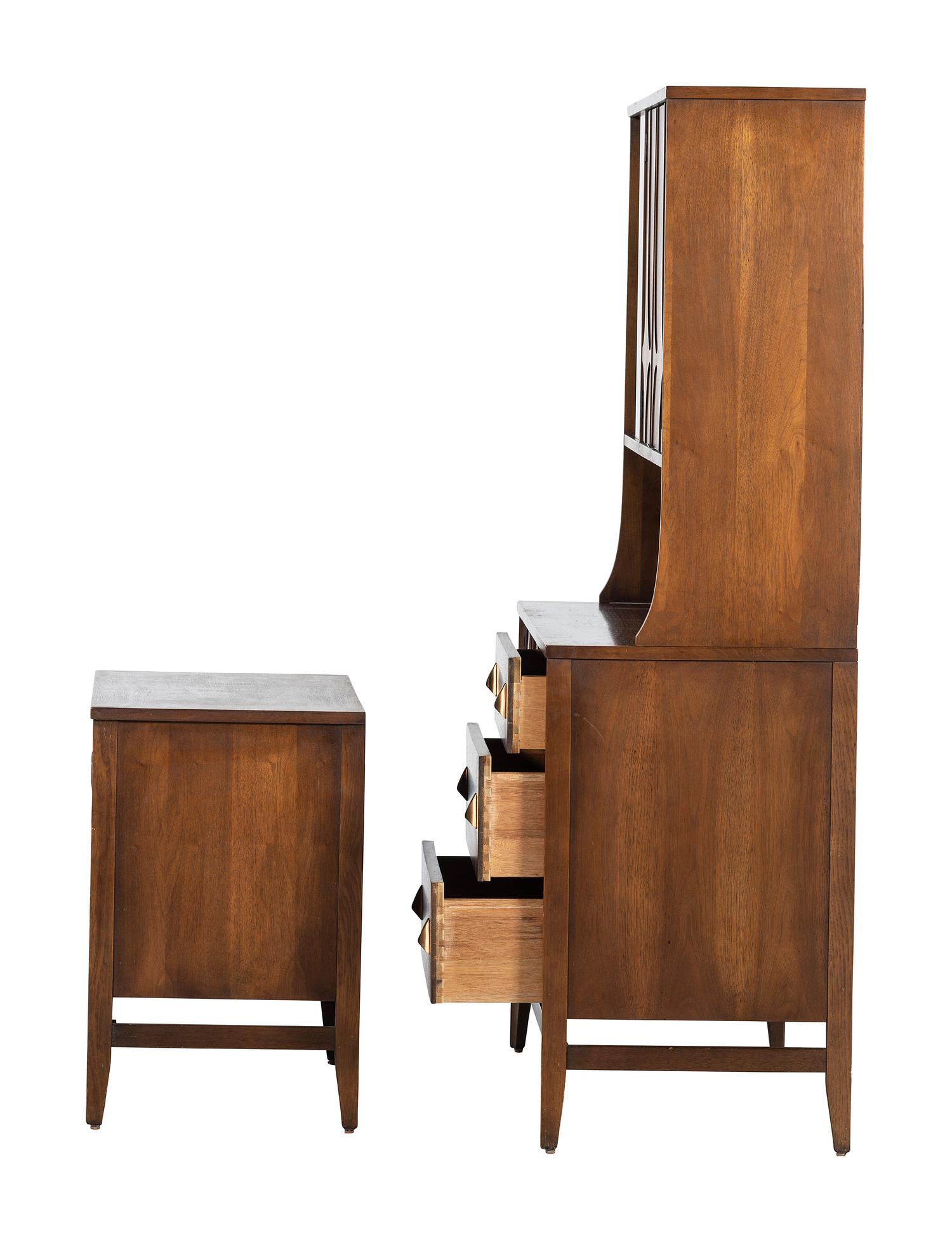 A Broyhill Brasilia Walnut Credenza and Hutch