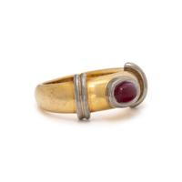 GEORG JENSEN, BICOLOR GOLD AND RUBY RING