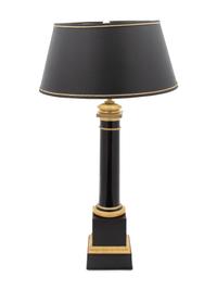 An Empire Style Gilt Metal Mounted Ebonized Columnar Table Lamp — 20TH CENTURY