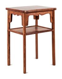 A Set of Chinese Huanghuali Armchairs and Side Table, Nanguanmaoyi