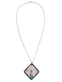 GEORGES L'ENFANT, FRENCH, ART DECO, DIAMOND AND GEMSTONE PENDANT