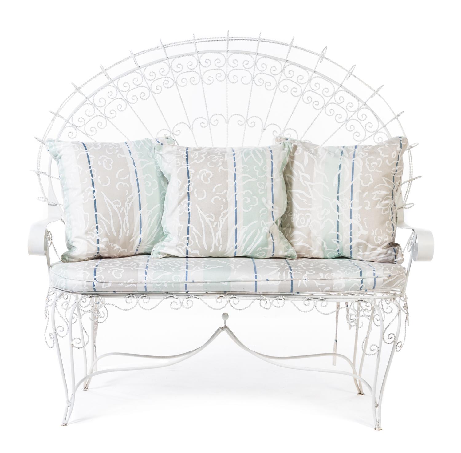 A Group of Painted Wire Seating Furniture Height of settee 49 1/2 x width 50 1/4 x depth 22 inches. — CIRCA 1900