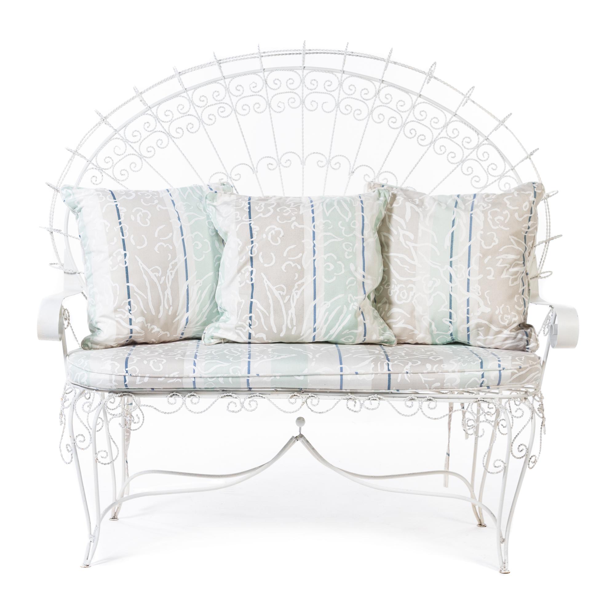 A Group of Painted Wire Seating Furniture Height of settee 49 1/2 x width 50 1/4 x depth 22 inches. — CIRCA 1900