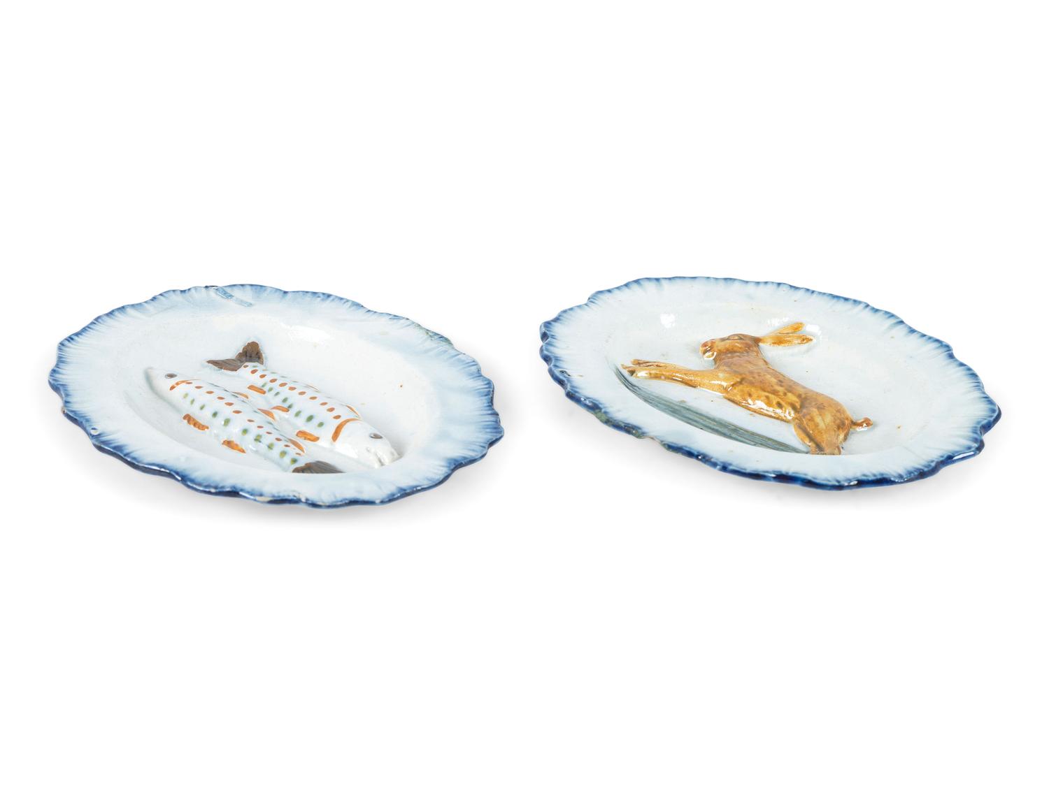 Two English Molded Fauna Dishes