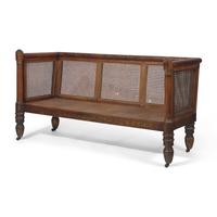 A Rare Classical Gilt-Stenciled and Faux Rosewood Cane Upholstered Box Sofa