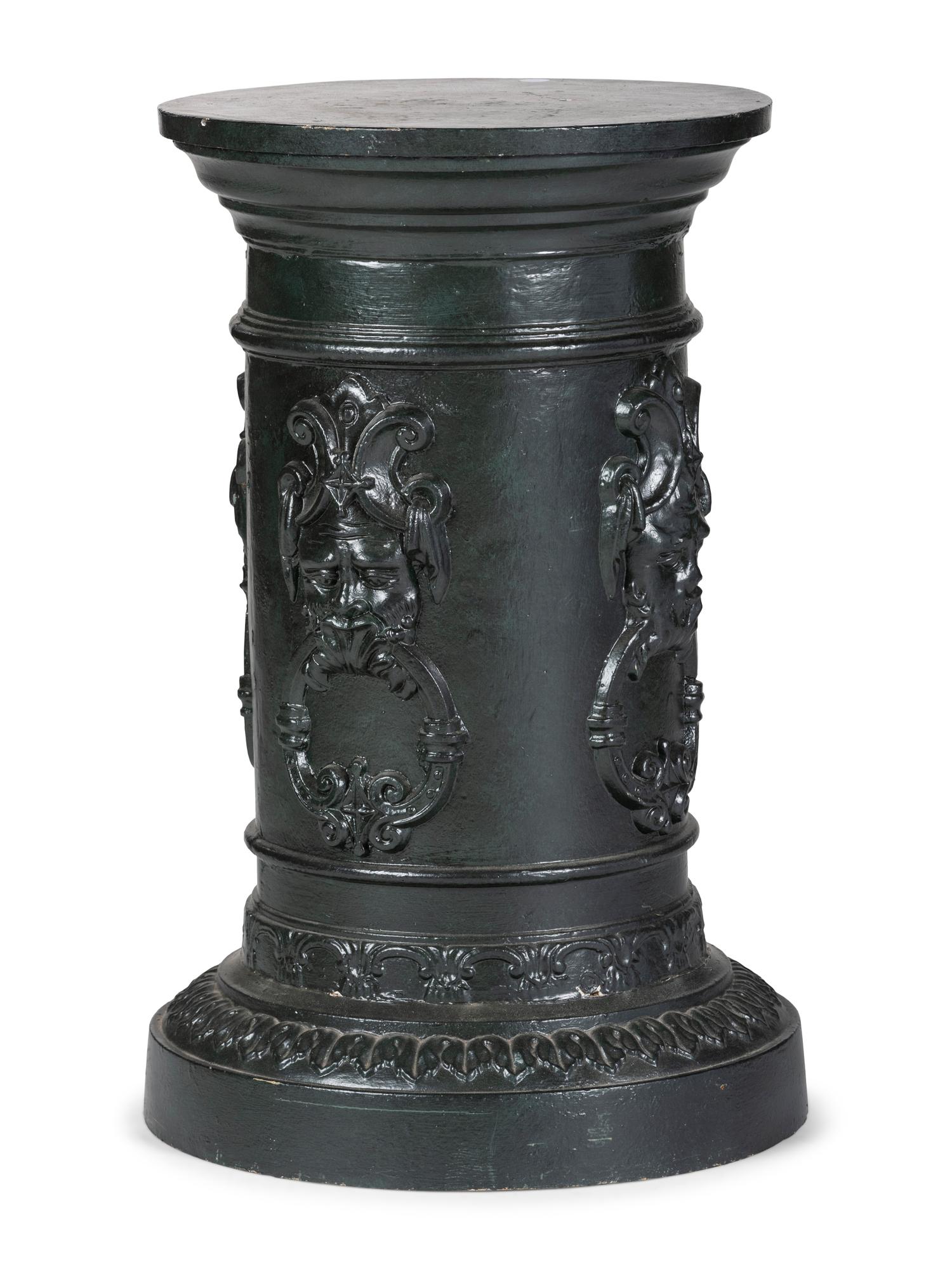 A Green Painted Iron Pedestal