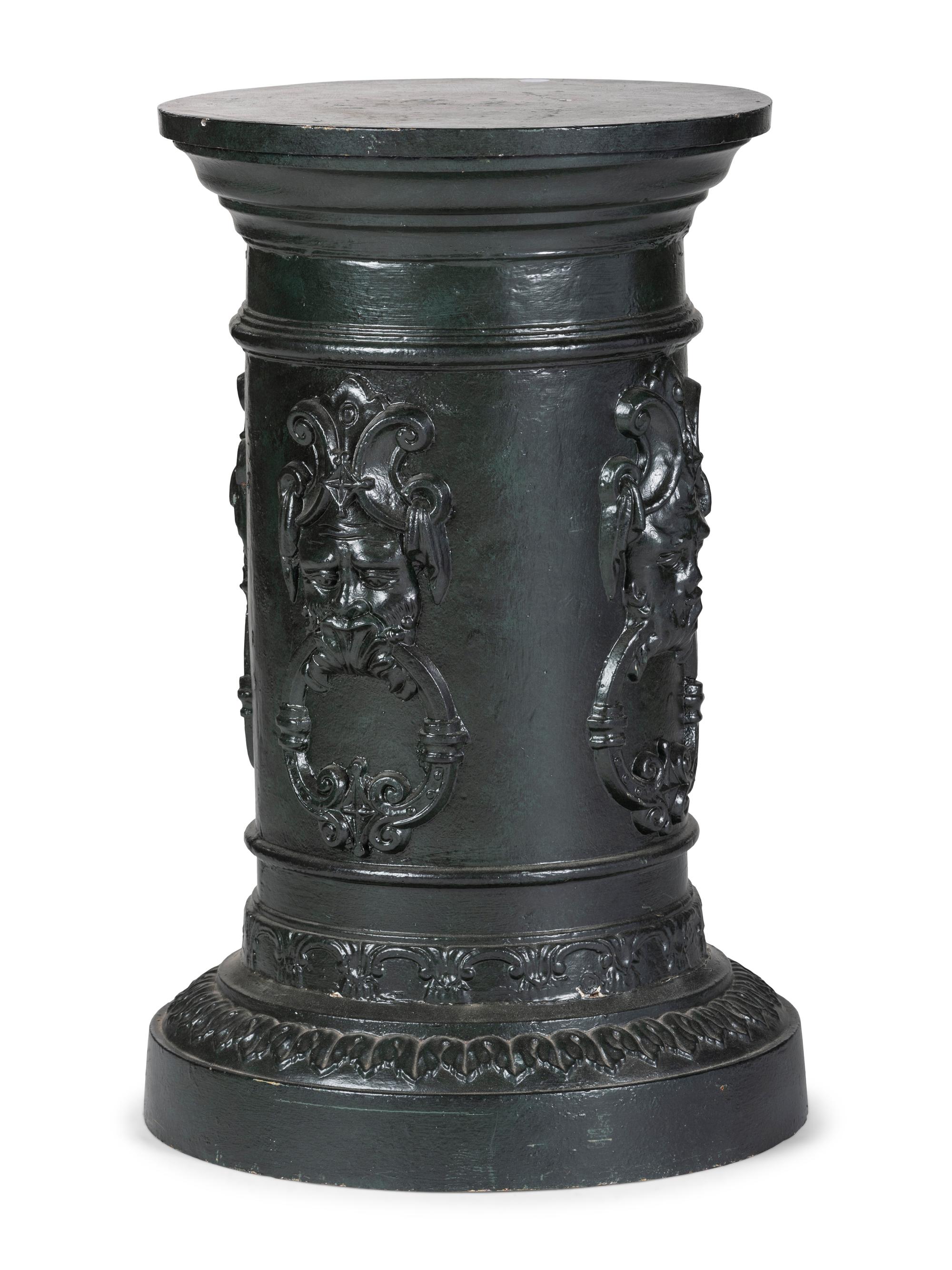 A Green Painted Iron Pedestal