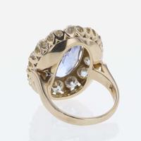 A Sapphire, Diamond, and 14K Yellow Gold Ring