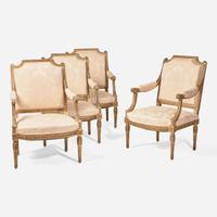 A set of four Louis XVI style giltwood fauteuils 19th century