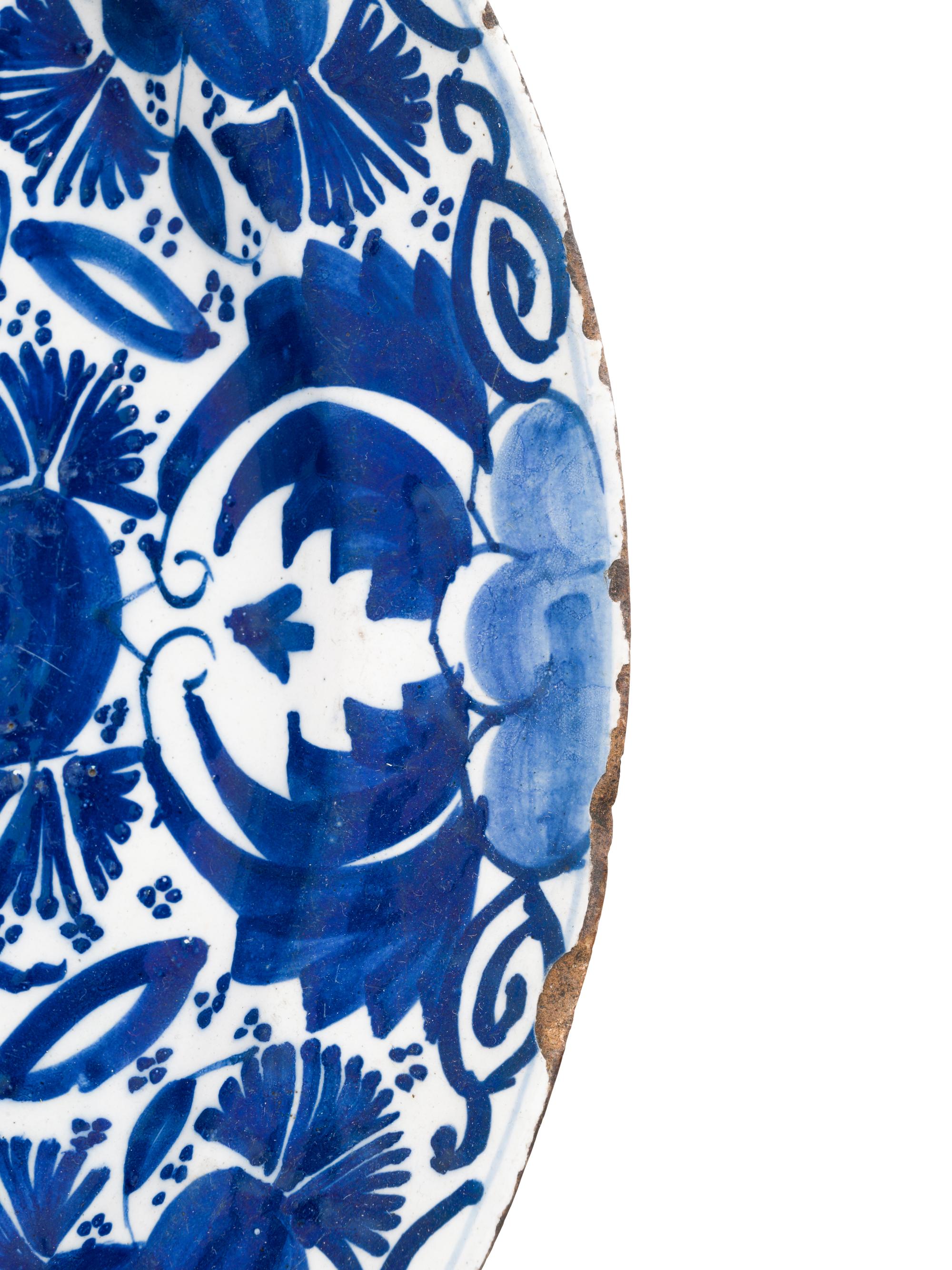 A Group of Six Delft Blue and White Glazed Pottery Chargers