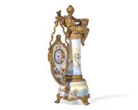 A Viennese miniature gilt bronze and enamel clock pendule, late 19th century