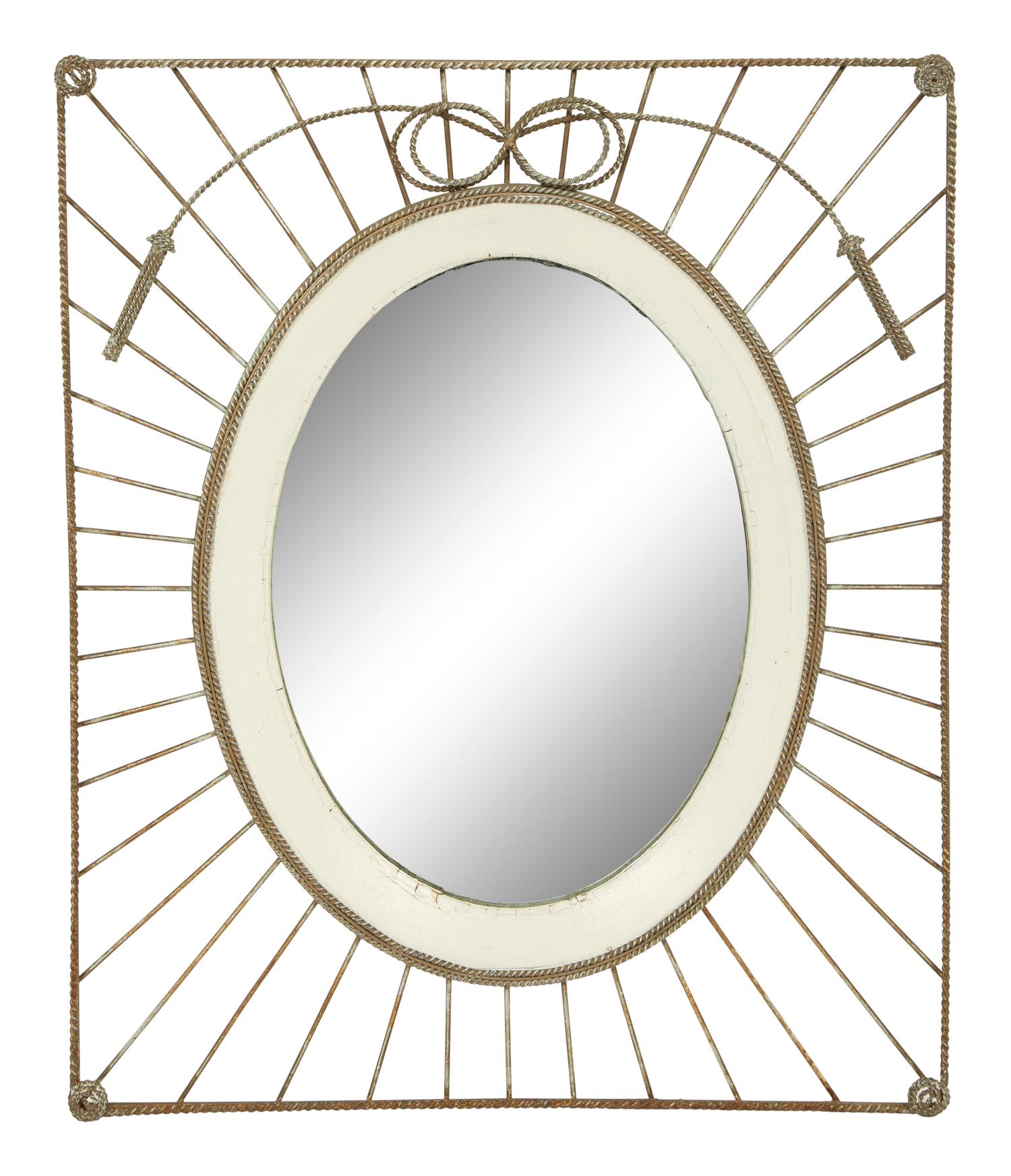 A Painted Wire and Wood Mirror