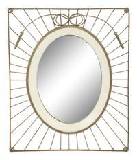 A Painted Wire and Wood Mirror