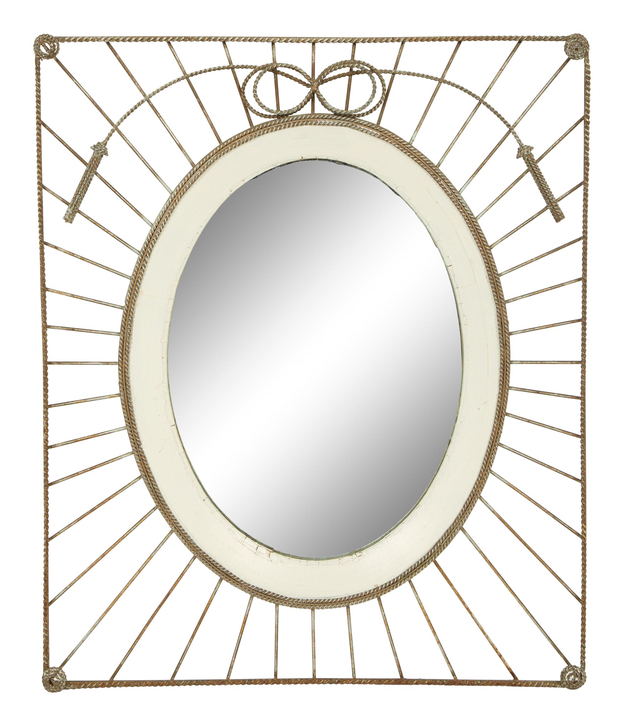 A Painted Wire and Wood Mirror