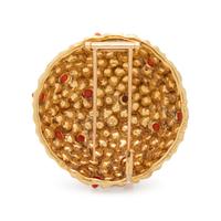 TIFFANY & CO., YELLOW GOLD AND CORAL BROOCH