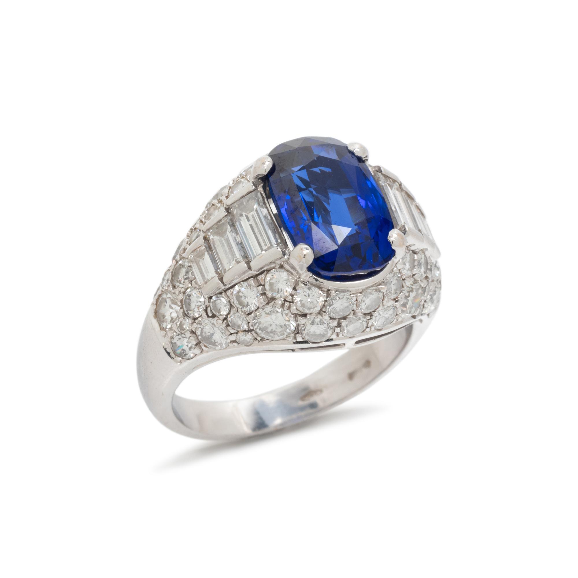 BULGARI, UNHEATED SAPPHIRE AND DIAMOND 'TROMBINO' RING