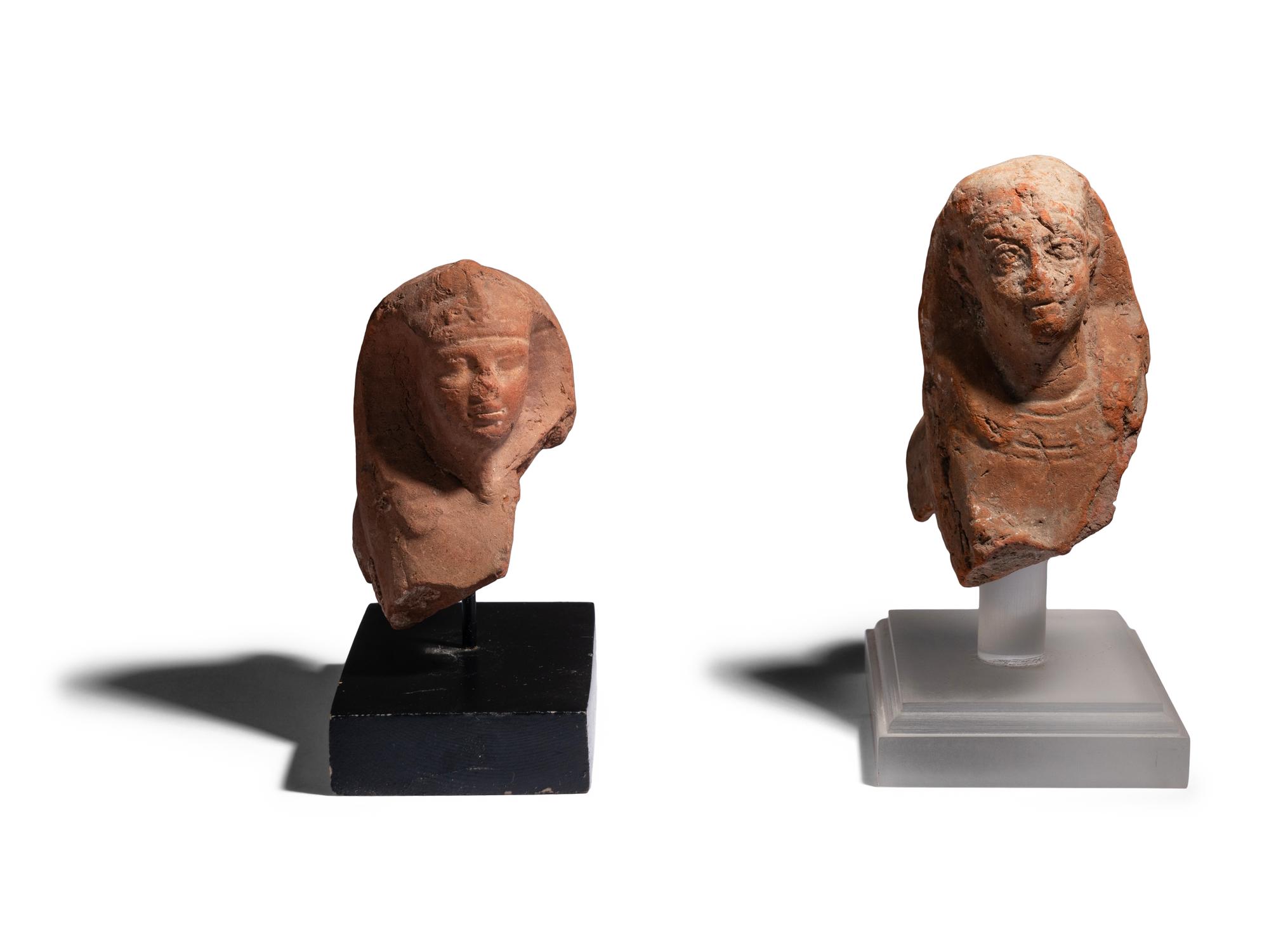 Two Egyptian Terracotta Sphinxes