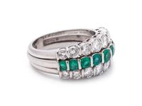 TIFFANY & CO., DIAMOND AND EMERALD RING