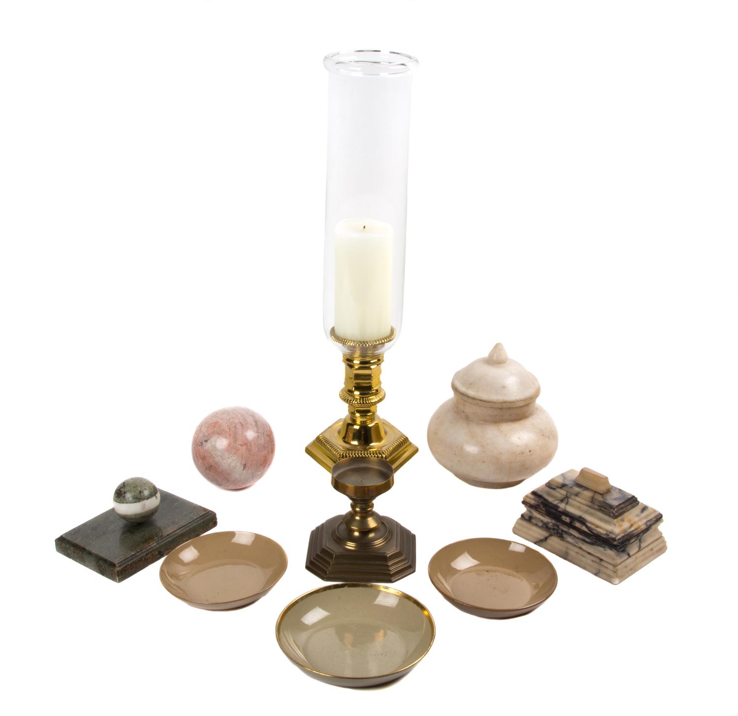 A Collection of Decorative Articles Diameter of first 6 1/2 inches.