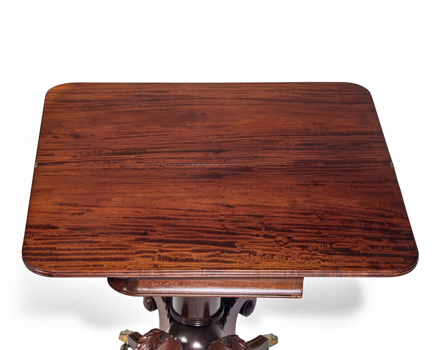 A Federal Carved Mahogany Card Table