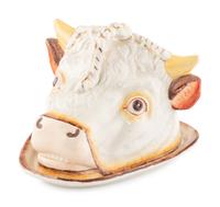 A Whimsical Glazed Earthenware Steer-Form Cheese Dome