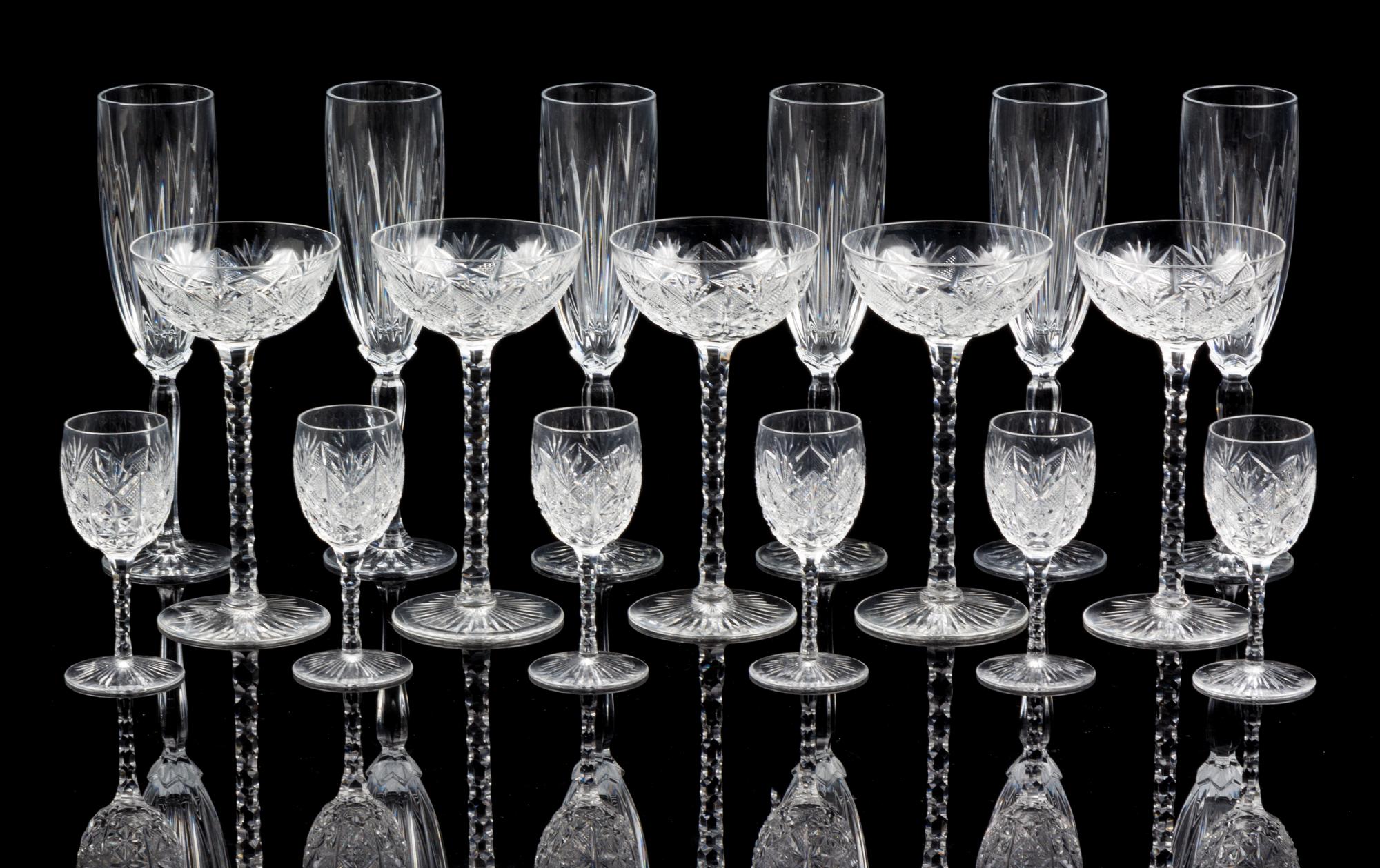 A Group of Glass Stemware Height of tallest 9 1/2 inches.