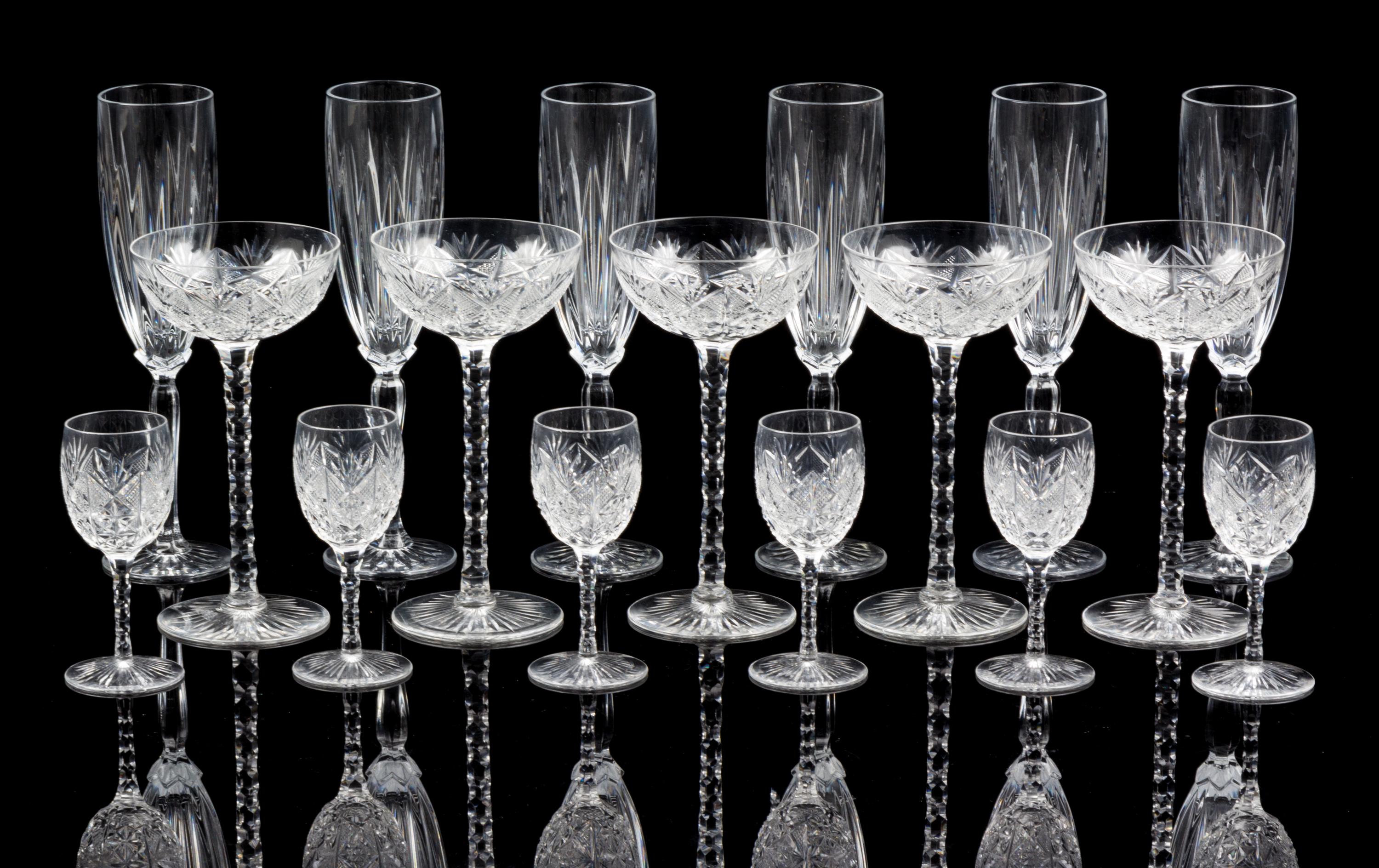 A Group of Glass Stemware Height of tallest 9 1/2 inches.
