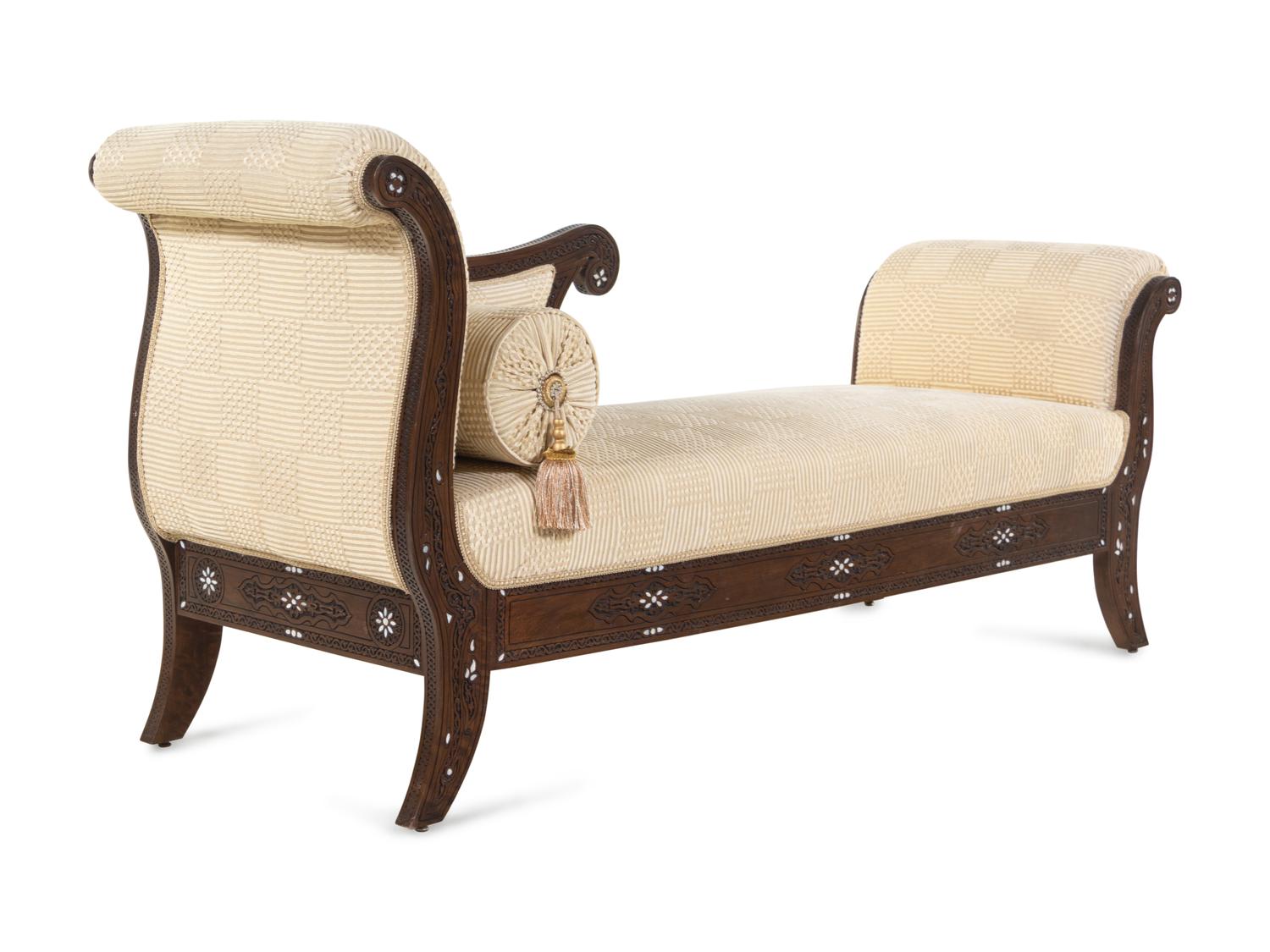 A Syrian Mother-of-Pearl Inlaid Walnut Daybed