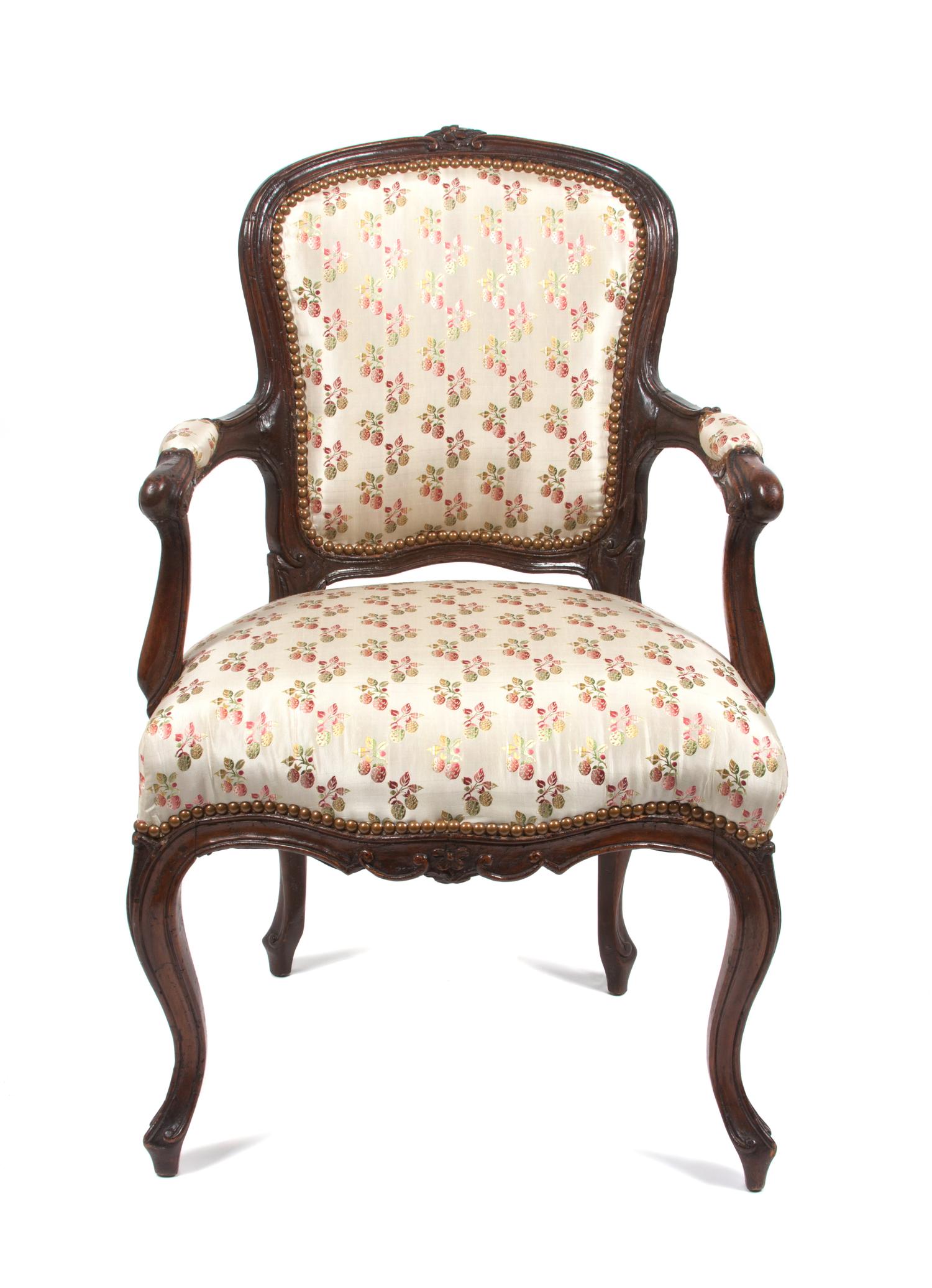 A Louis XVI Style Fauteuil Height 36 inches.