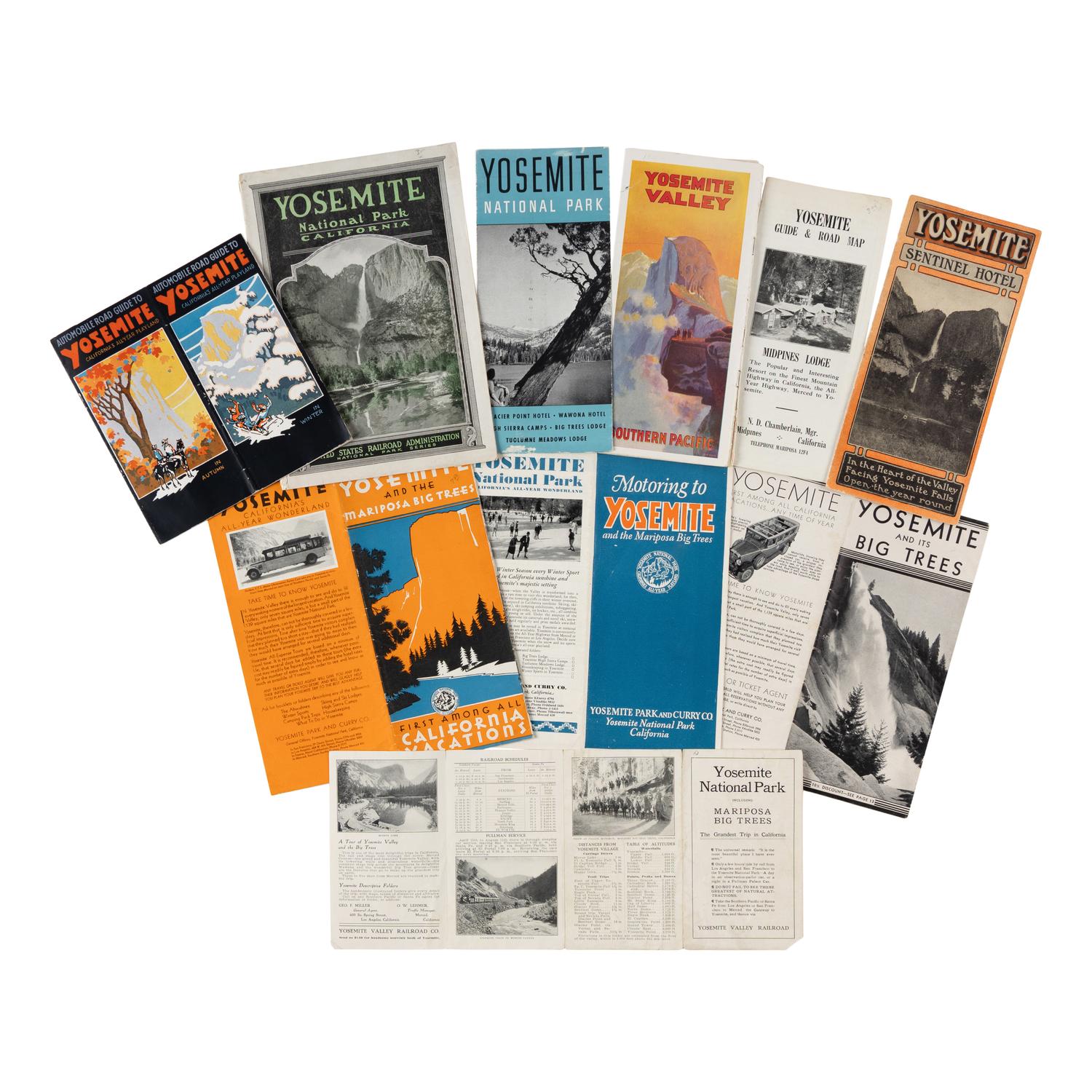 [Yosemite]. A group of 10 transportation guides, ca 1910s-1950s.