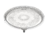 A Portuguese Silver Round Footed Tray For the Brazilian Market