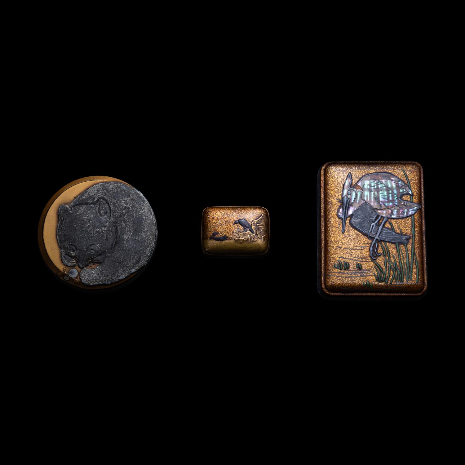 Three Japanese Gold Lacquer Covered Boxes, Edo-Meiji Period